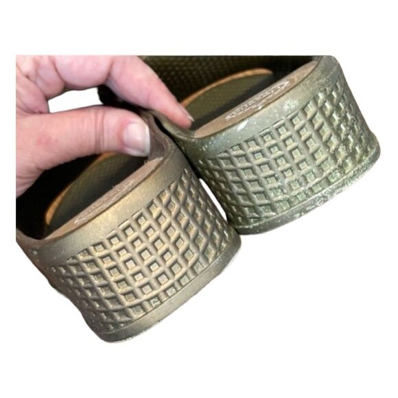 Jeffrey Campbell Havana Last Slides Sandals Gold Jelly Rubber Lattice Slip-On 9 - Picture 5 of 6